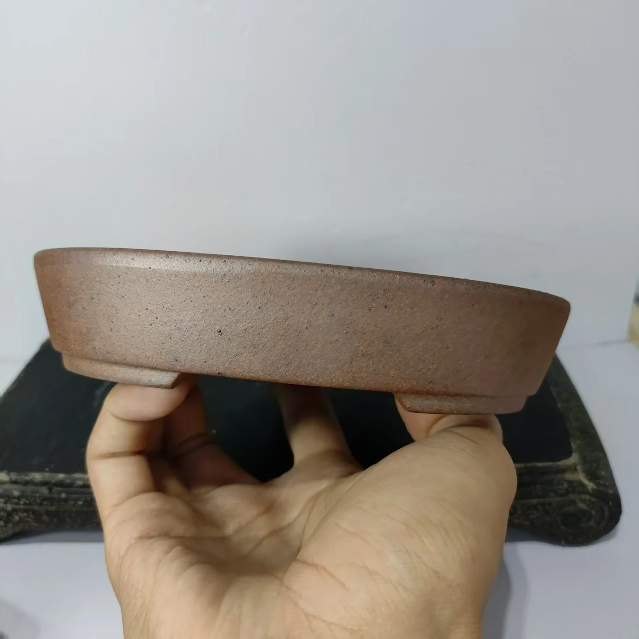 Wood-fired Style Oval Shaped Unglazed Bonsai Pot Yixing Pot