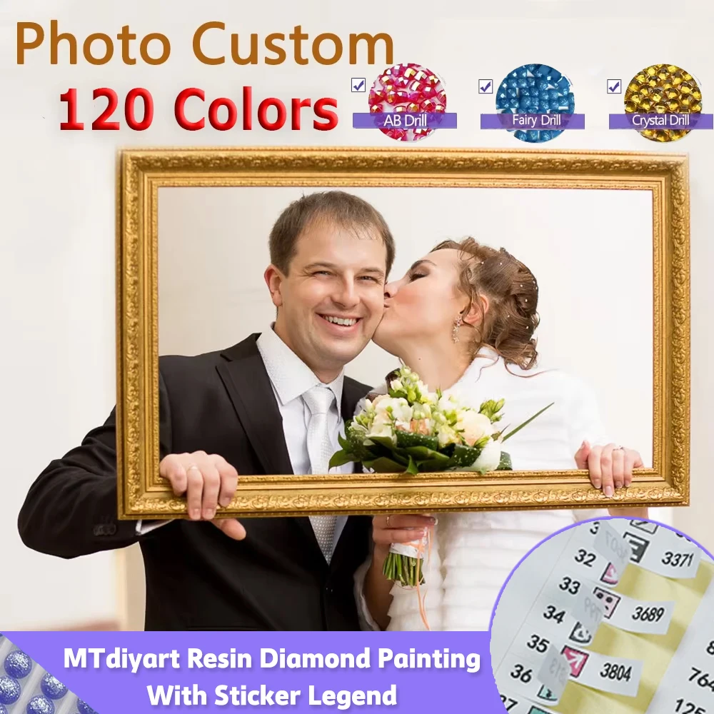 Photo Custom 120 Colors With Sticker Legend Resin Diamond Painting Square Crystal Fairy Dust AB 5D DIY Private Embroidery Decor