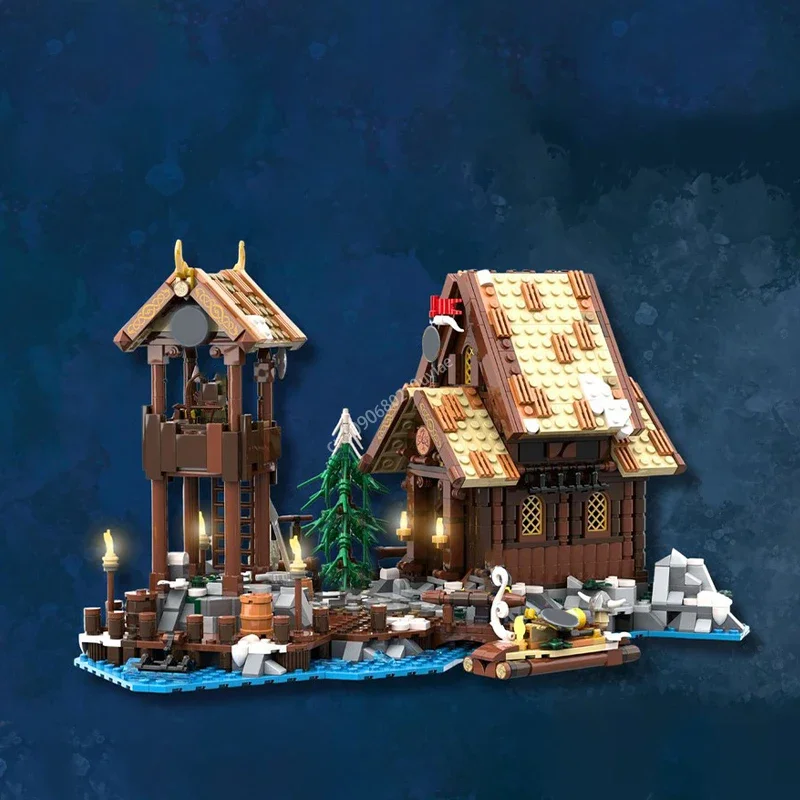 

Moc-21343 Viking Village-Seaside Expansion Medieval Village House Building Blocks Bricks Creative Assembly Bricks Toys Kids Gift