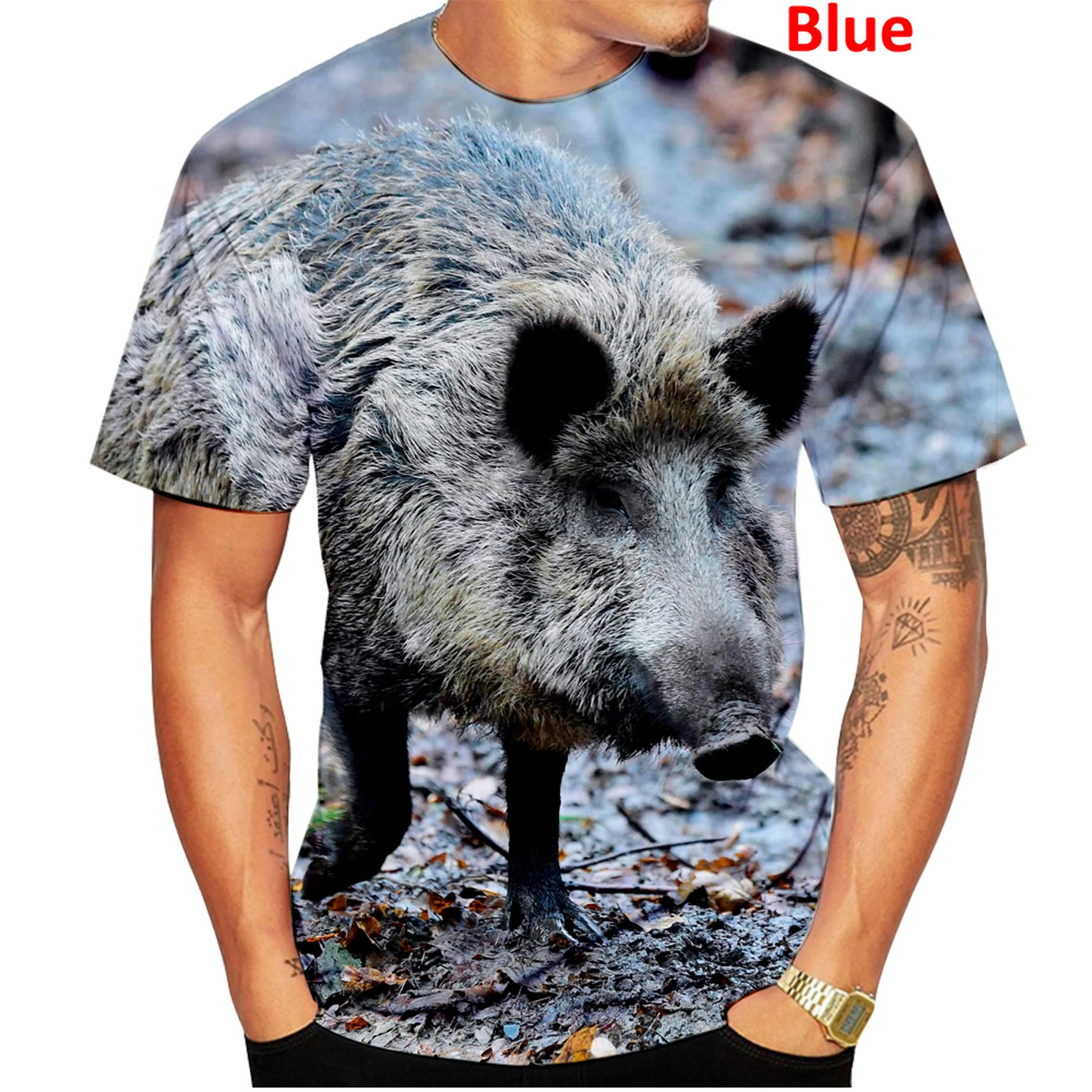 2022 Funny Swine Casual Tops Camo Hunting Animal Wild Boar 3D Print Men/Women T Shirt