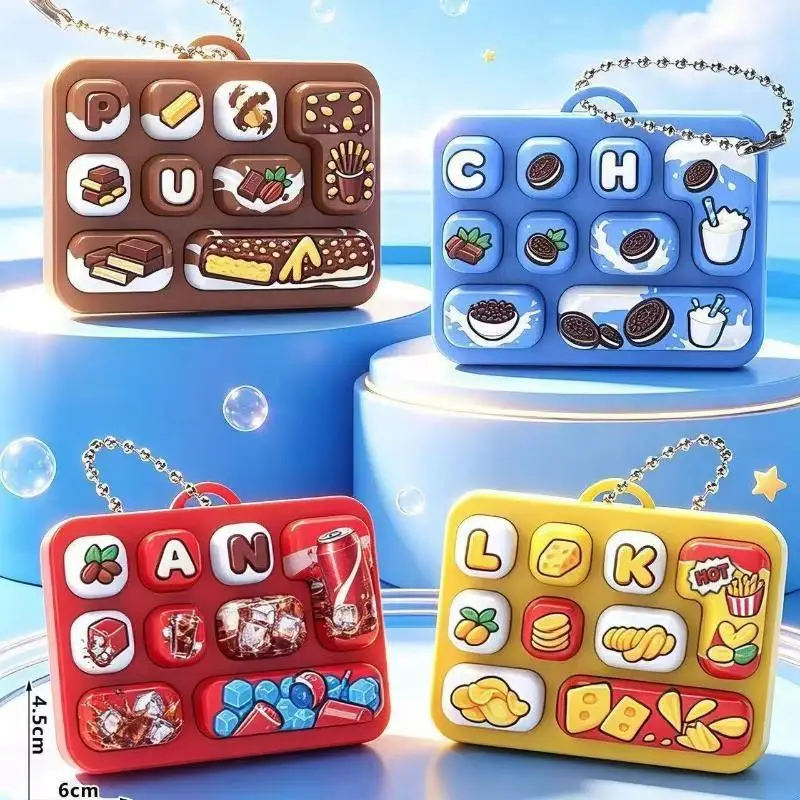 9-Key Fidget Keycap Clicker Portable Antistress Sensory Toy Mini Keychain Bag Pendant for Kids Classroom Reward Gifts
