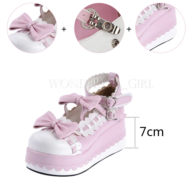 New Japanese Style Lolita Shoes Platform Shoes Girls Princess Cosplay Shoes scarpe da donna con Bowknot taglia 35-47