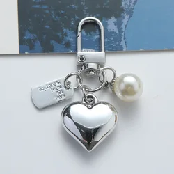 Silver Color Heart Shaped Keychain Backpacks Bow Heart Keyring Charm Backpack Pendant Bag Decoration Women Men Friendship Gift