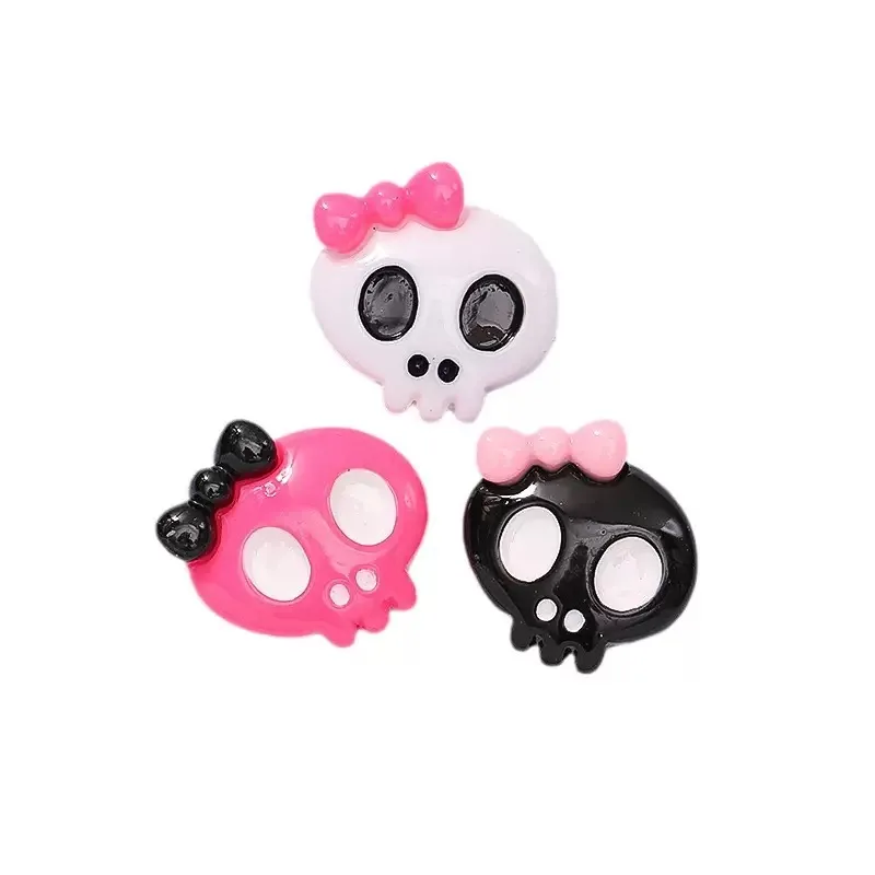 

20Pcs Halloween Skeleton Bear Bow Cross Fish Heart Bone Pill Candy Junk Phone Case Ipadcase Resin Decoration Charms Diy Crafts