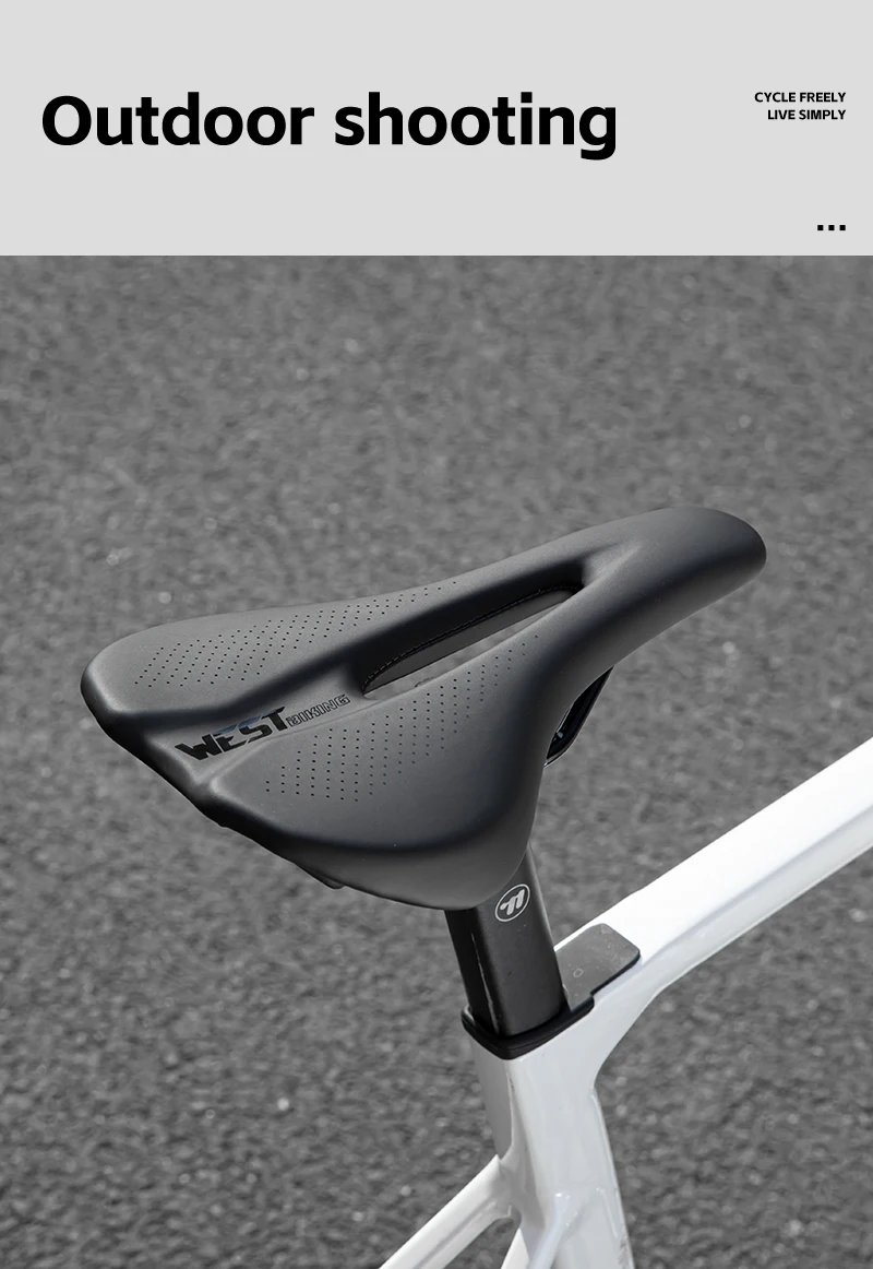 WEST BIKING 140mm Fahrradsattel Kurznasiger Rennradsitz Hohlgeformter Atmungsaktiver Hochelastischer Polster Weicher Rennsattel – Detail 12