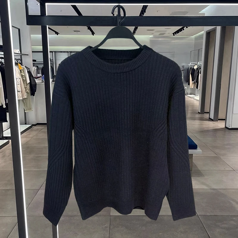 

Thiened Knitted Casual round Ne Texture Sweater Faionable Autumn Winter Men's Clothing Japanese Sle Versatile Top