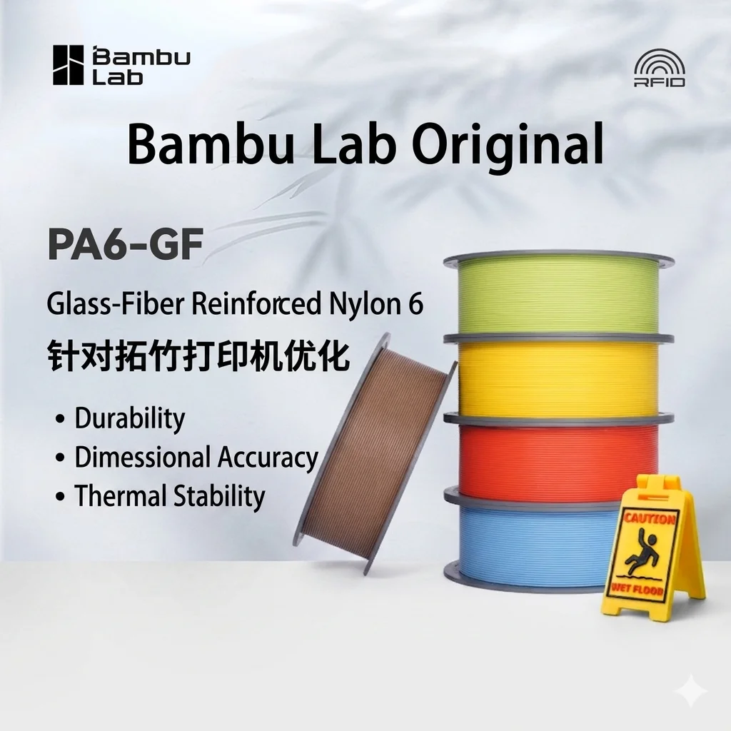 Bambu Lab Original PA6-GF Glass Fiber Reinforced Nylon 6 3D Printer Filament 1KG Easy To Print PA6 GF DIY Printing Material