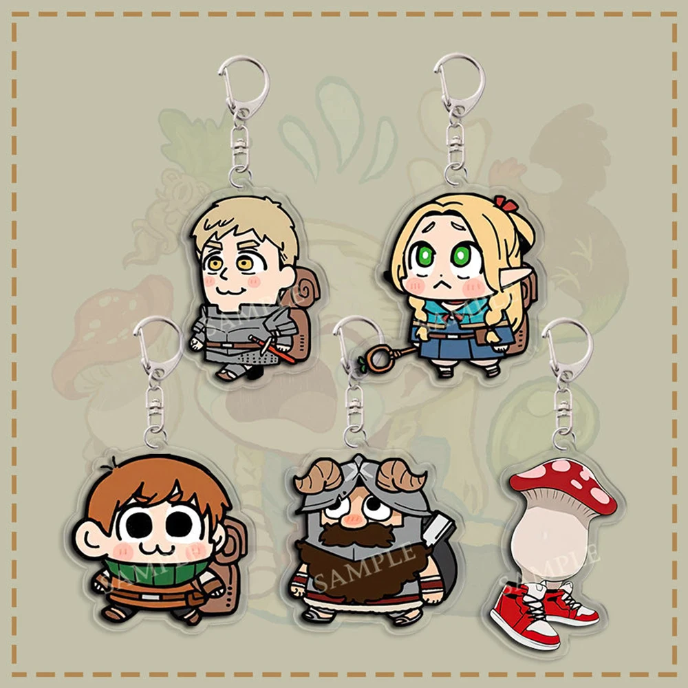 Delicious In Dungeon Anime Peripherals Acrylic Keychain Pendant Marcille Cartoon Q-Version Knapsack Pendant Kawaii Birthday Gift