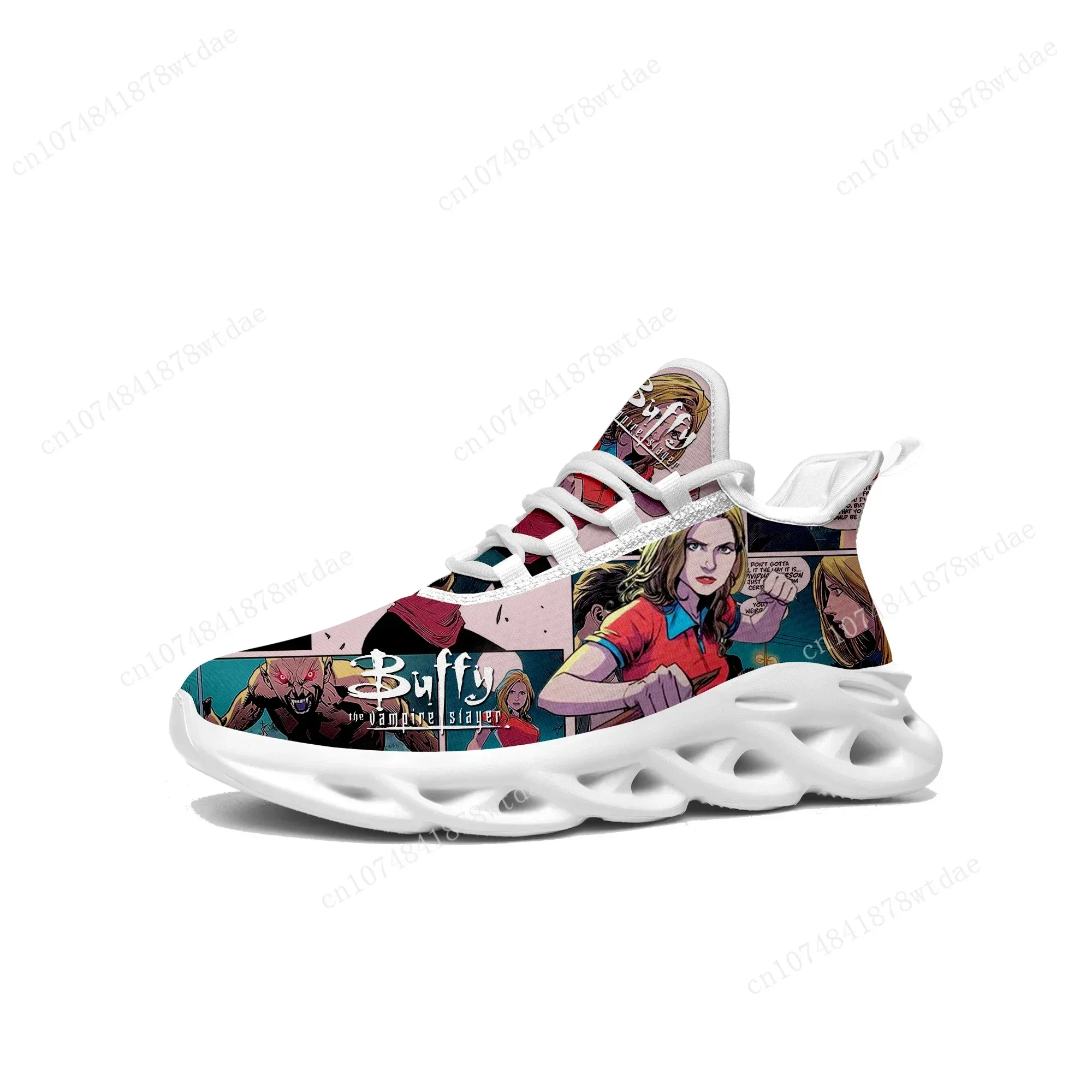 Buffy The Vampire Slayer Cartoon Flats Sneakers Men Women Sports Running Shoe High Quality Custom Lace Up Mesh Footwear