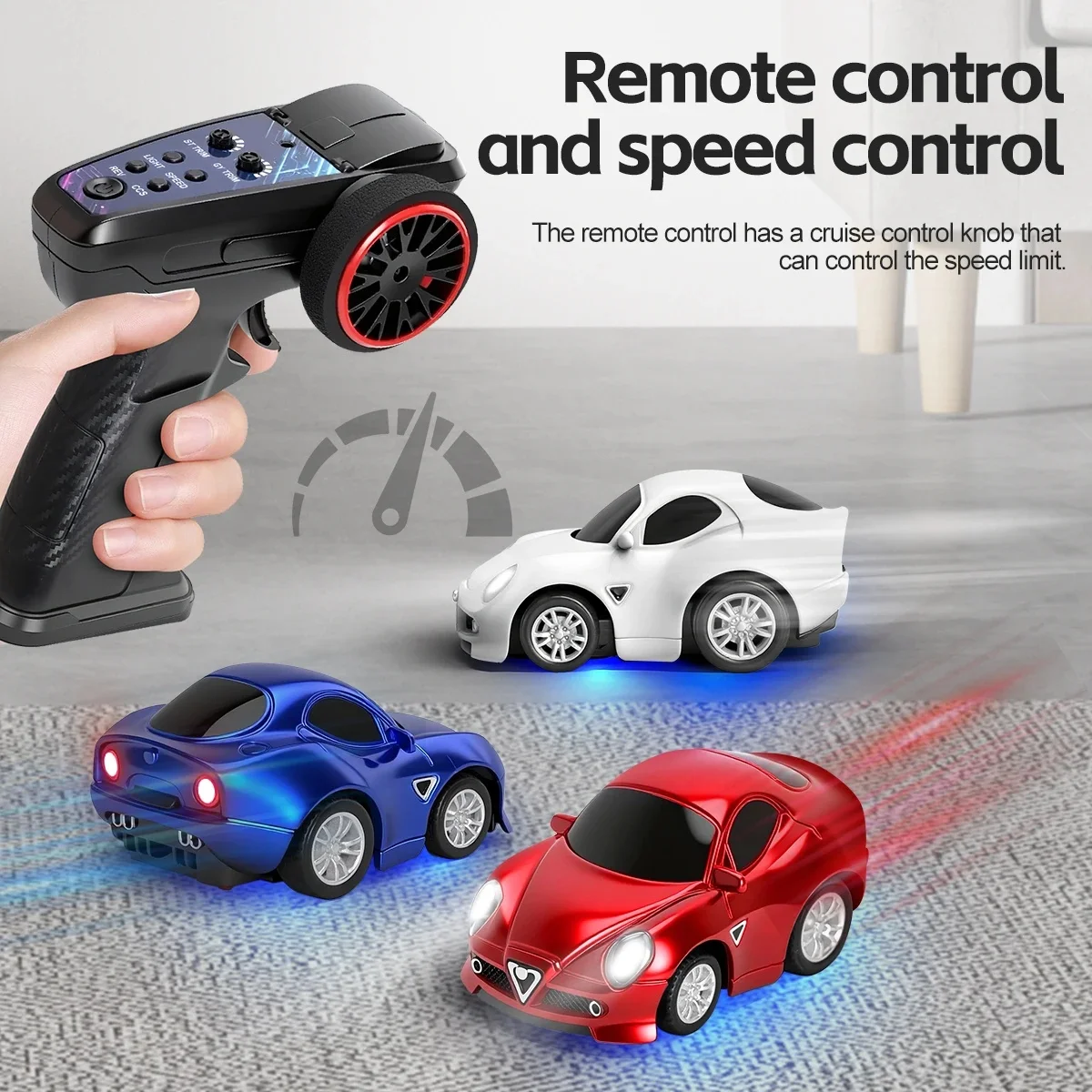 

1:72 High-Speed Mini Racing Car Model RC Desktop Sports Car With Built-in Gyroscope Cruise Control Cool LED Lights Boy Toy Gifts