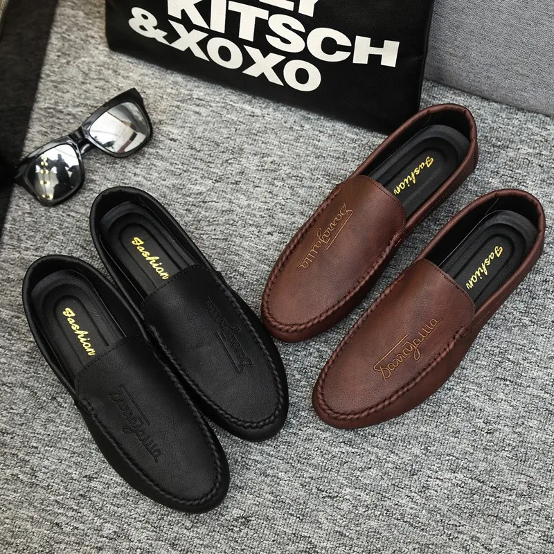 Men Fashion Shoes Summer2024New Casual Shoes for Men Slip-On Loafers Comfortable Soft Leather Driving Shoes Breathable Moccasins