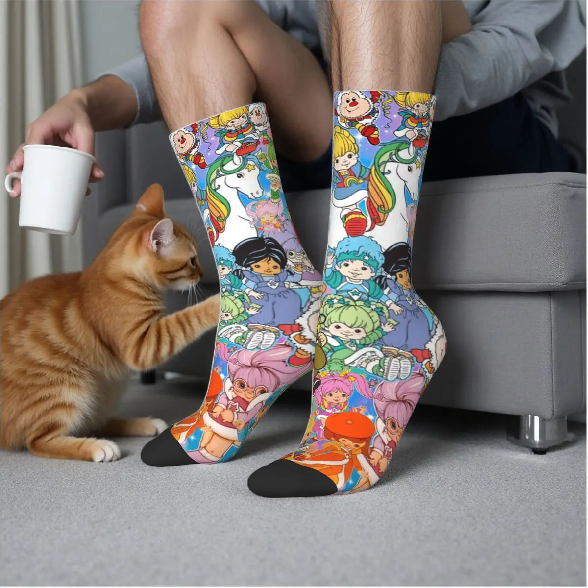 

Милые носки с рисунком радуги Brite, супер мягкие чулки в стиле Харадзюку, всесезонные длинные носки, аксессуары для мужчин и женщин, подарок на день рождения