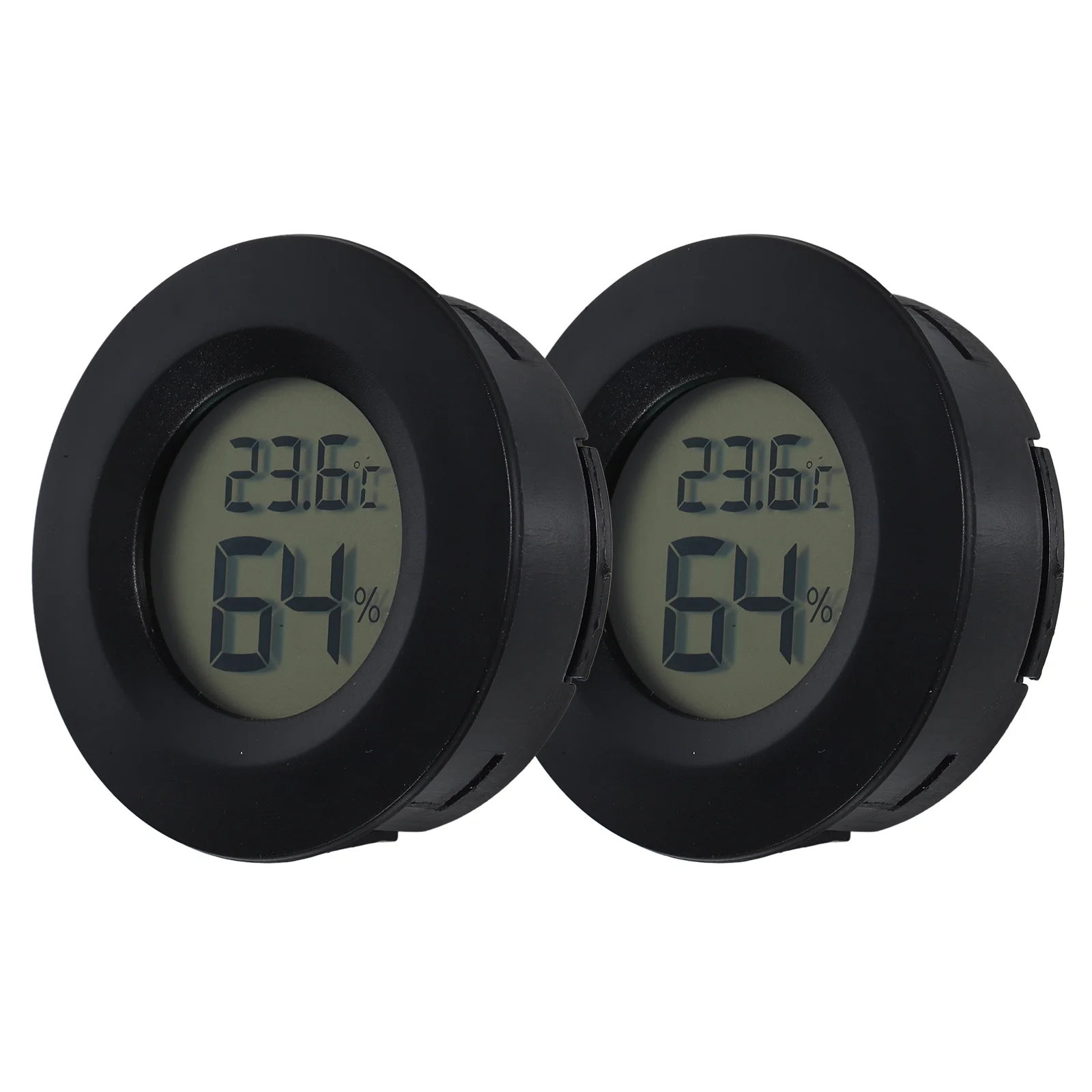 2Pc Round Shaped Digital Thermometer Hygrometer Humidity Meter Temperature Display for Indoor Bedroom Home Use without (