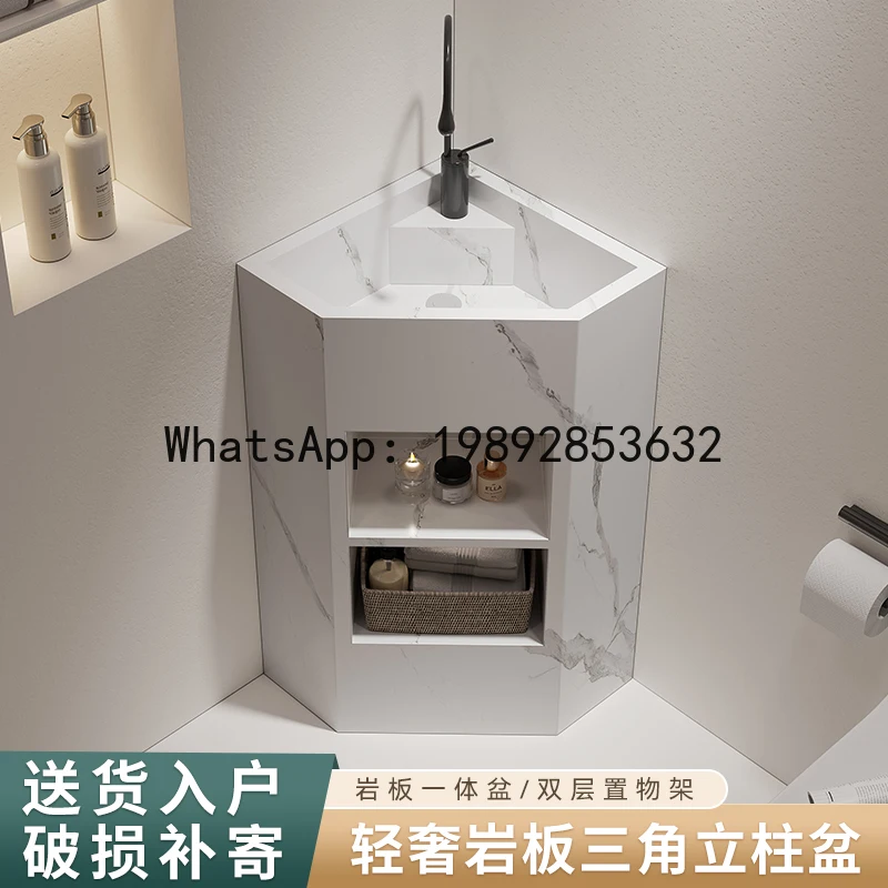 

Slate Triangle Pedestal Basin Outdoor Courtyard Wash Basin Integrated Floor-standing Wash Basin
