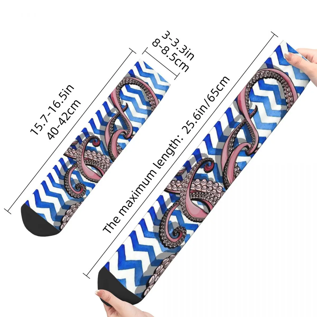 Funny Happy Men's Socks Cthulhu Blue Wave Vintage Harajuku Hip Hop Novelty Crew Crazy Sock Gift Pattern Printed