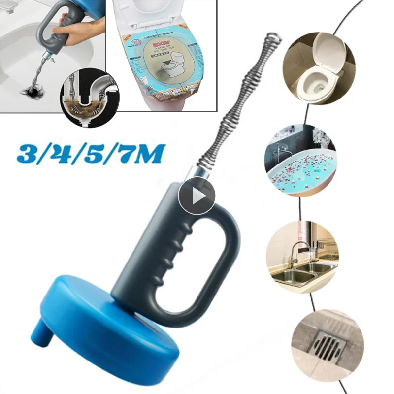 3/4/5/7M Manual Toilet Pipeline Dredging Sewer Cleaning Sink Clog Remover Flexible Rod Auger Drain Pipe Blockage Plumbing Tools