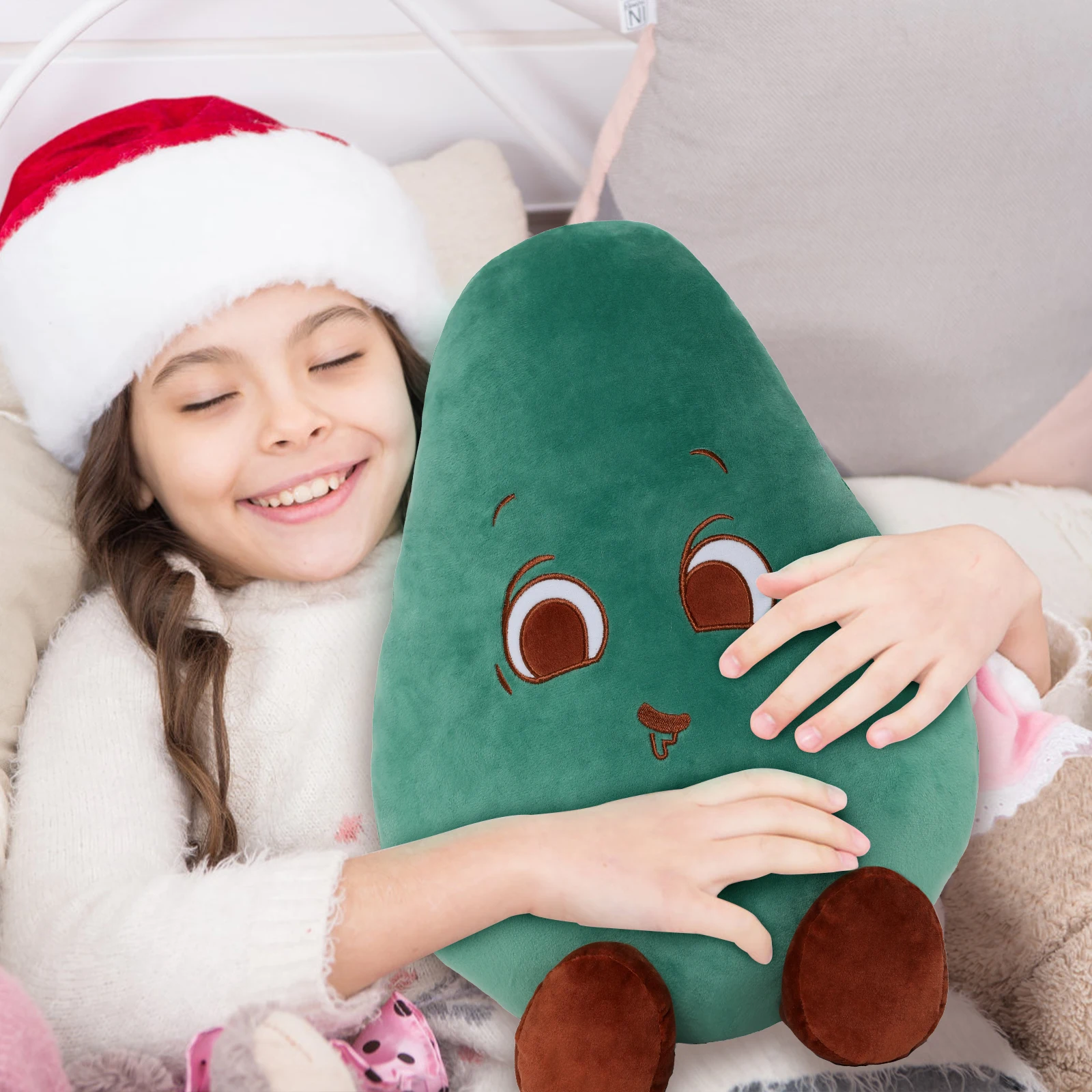Tezituor Avocado Stuffed Animal, 20 inch Soft Plush Toy Hugging Pillow Furry Stuffed Cute Food Shaped Pillow Gifts for Kids, Gir