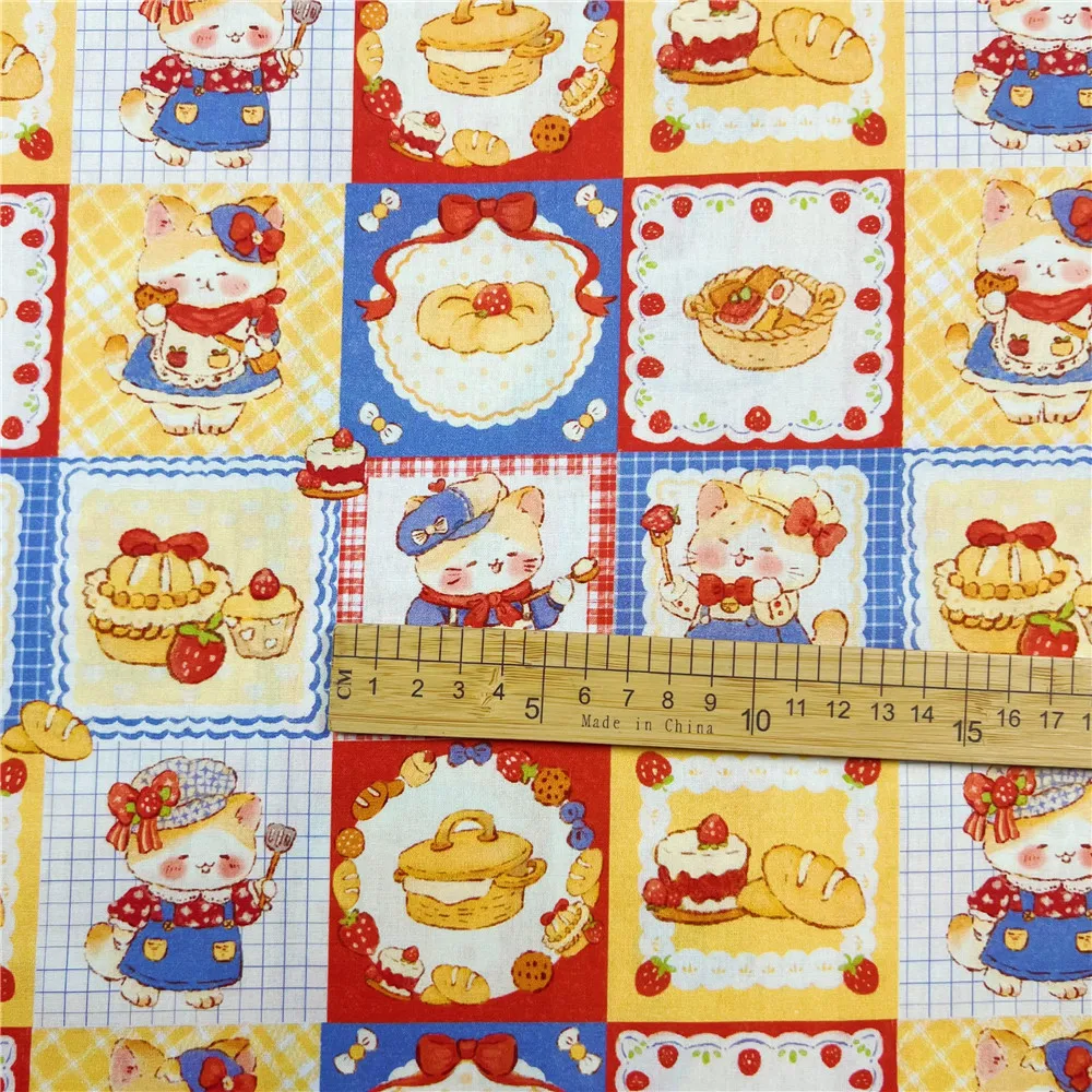 wide145cm Cute animal bread Cotton poplin Fabric dress Printed Fabrics DIY Needlework Apparel baby Dress Sewing