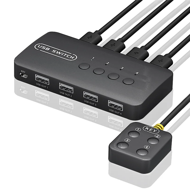 KVM Switch USB Switch محول وحدة التحكم المشتركة 4 مدخلات 4 مخرجات لأجهزة الكمبيوتر المحمول طابعة لوحة المفاتيح الماوس مراقب