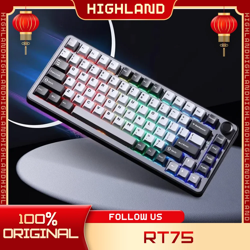 

Yunzii Rt75 Wired Magnetic Switch Keyboard 82 Keys Keyboard Gamer Keyboard Hot-Swap Adjustable Key Range Custom Gaming Keyboard