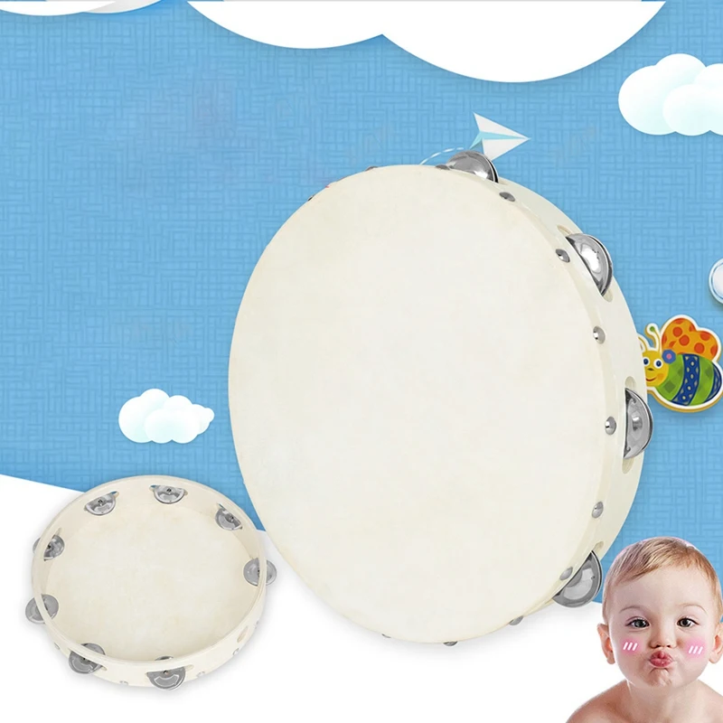 1 Piece Olf Percussion Instrument 10-Inch Hand Tambourine Imitation Early Education Toy