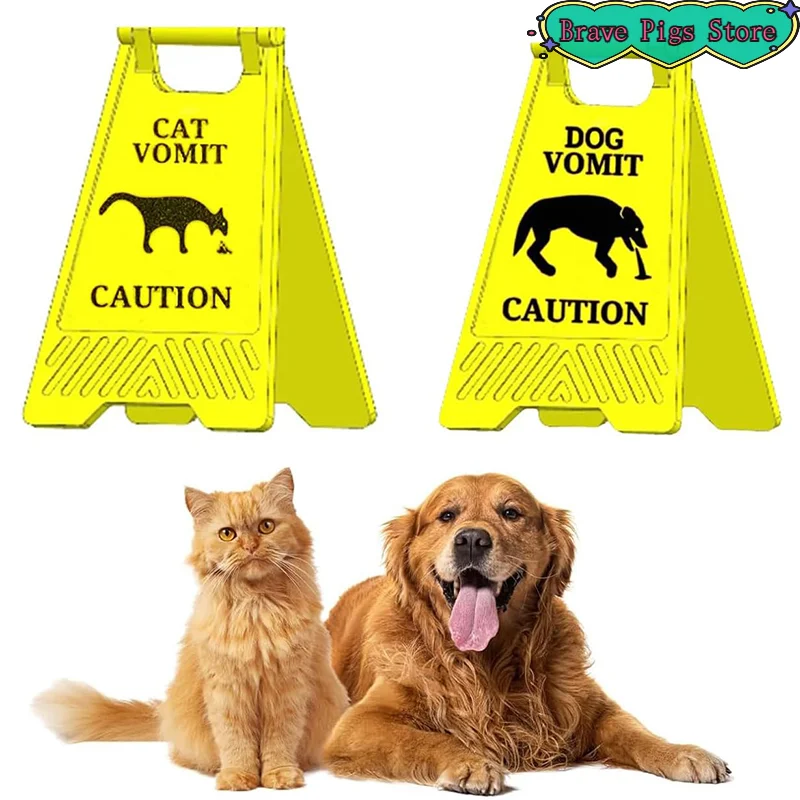 1Pcs Warning Sign Decoration Cat Vomit Sign Dog Vomit Sign Funny Prank Decoration Desk Decoration Funny Gift