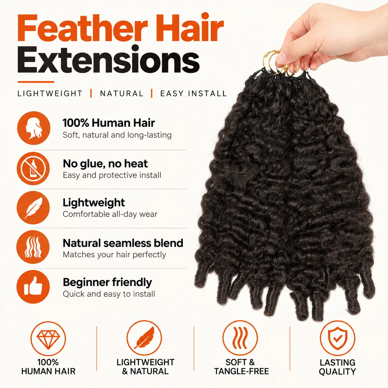 Burmese Curly Feather Crochet Hair Human Hair Extension Lightweight Braid Hair Knotless Brazilian Hair Extension For Black Women