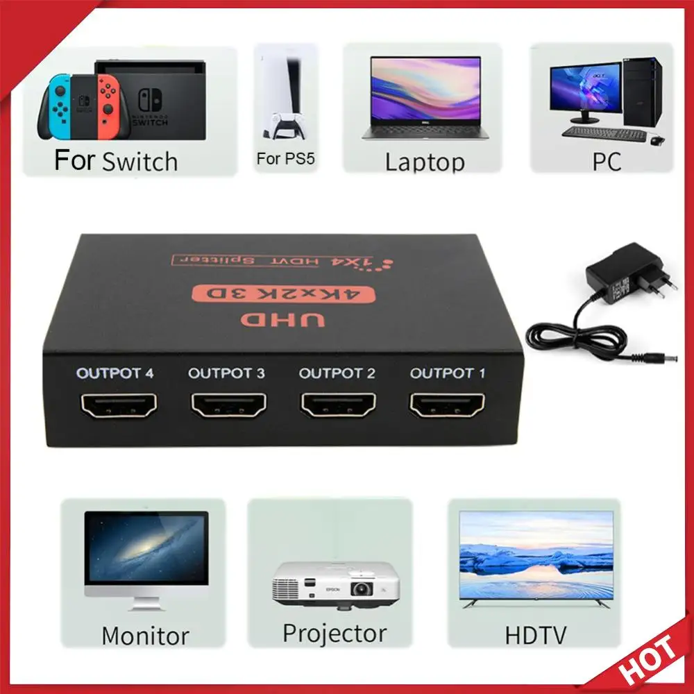 

HDMI-совместимый разветвитель 1 в 4, преобразователь с двумя дисплеями 1080P HDCP HDMI-совместимый распределитель сигнала для HDTV DVD PS3 Xbox