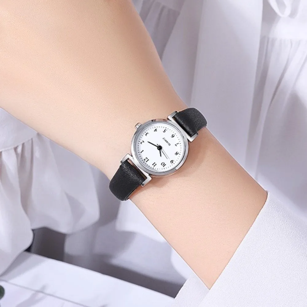 New Round Dial Quartz Watch PU Leather Strap Candy Color Women Watch Stainless Steel Simple Ladies Wristwatches Gifts