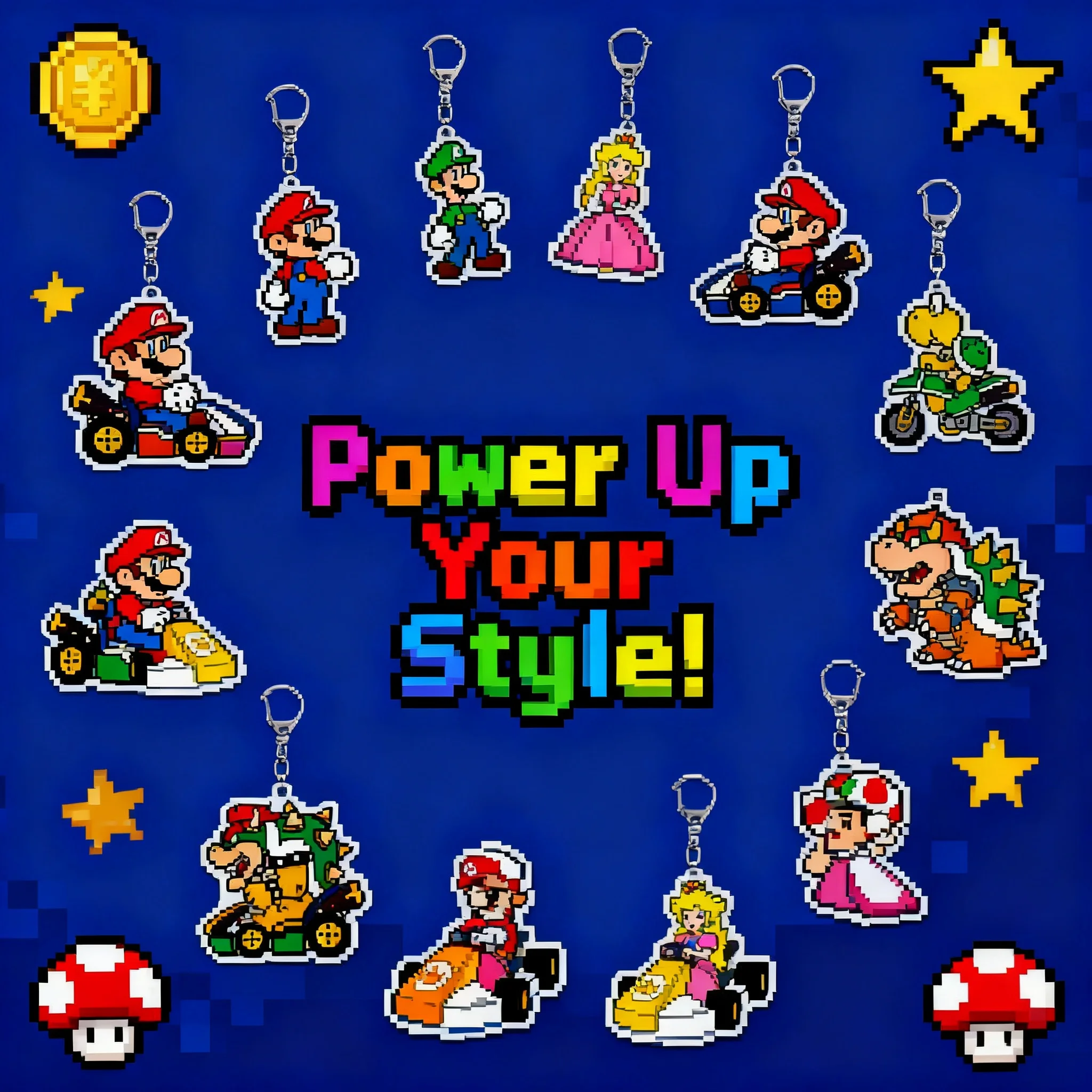 

Super Mario Acrylic Keychain Cartoon Figure Super Mario Pendant Layered Design Collectible Gift for Fans