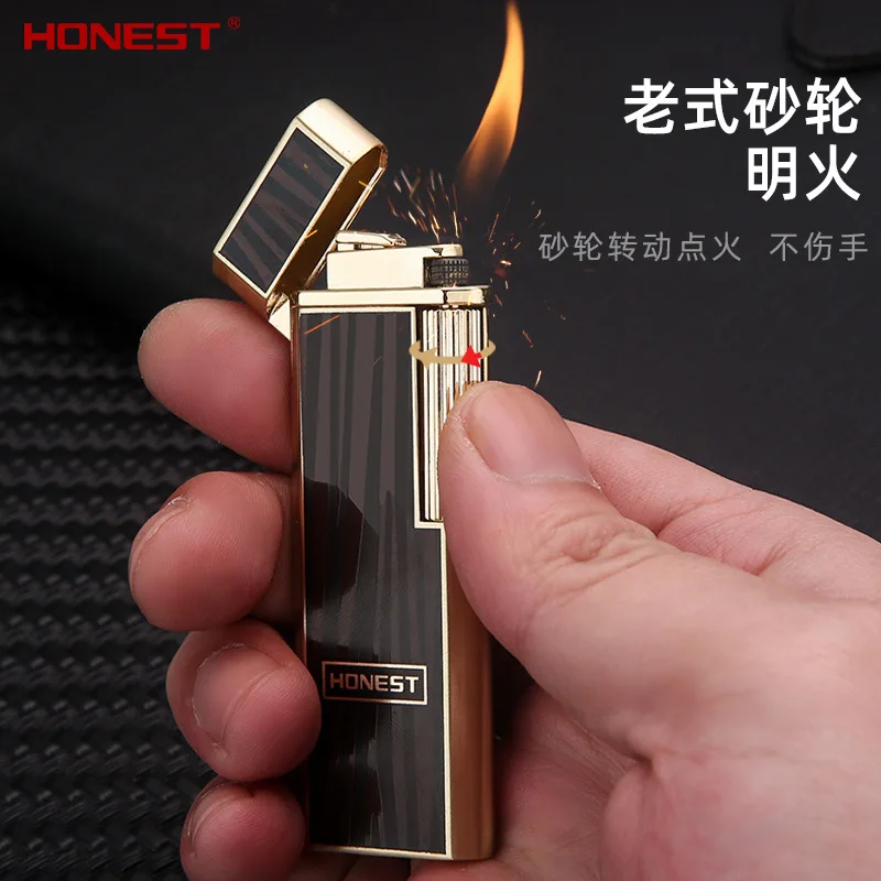 The Store Manager Recommends Cost-effective Inflatable Side-sliding Grinding Wheel Metal Lighter Men\'s Gift Smoking Accessories