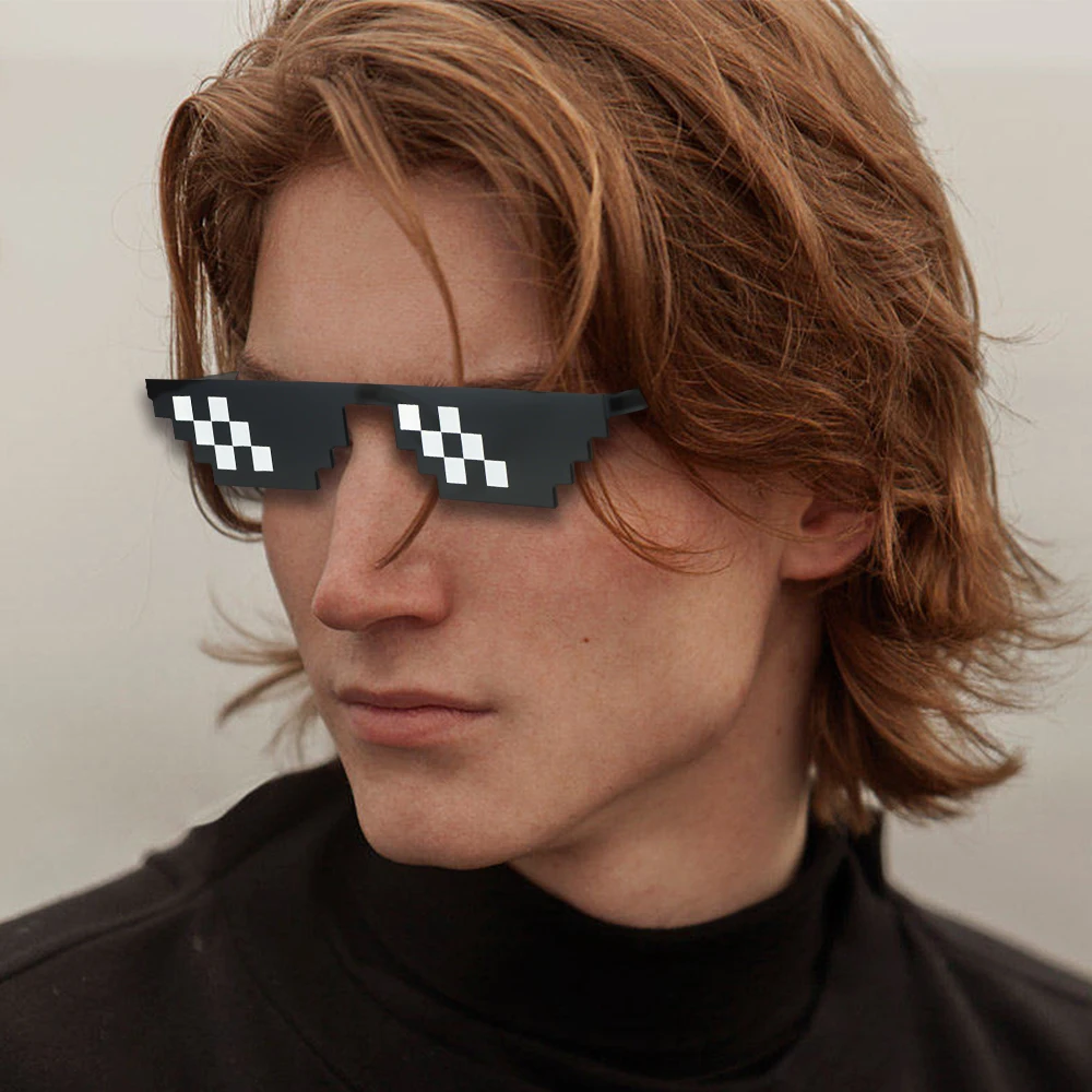 

Солнцезащитные очки Thug Life Pixelated для мужчин и женщин, брендовые вечерние очки с мозаикой UV400, винтажные очки унисекс, игрушечные очки, забавные очки