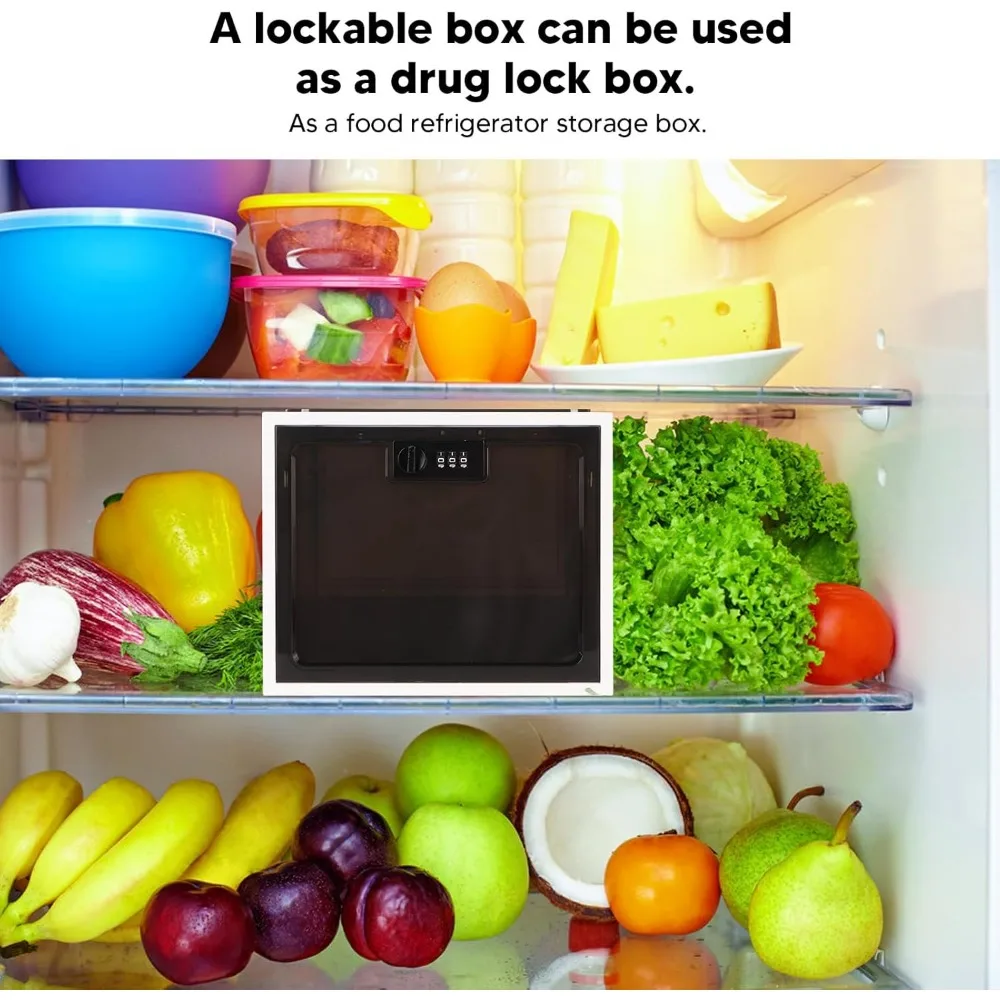 صندوق تخزين الأدوية الآمن مع قفل مجمع مكون من 3 أرقام للاستخدام المنزلي والنوم والمكتبي - خيارات باللونين الأبيض والأسود