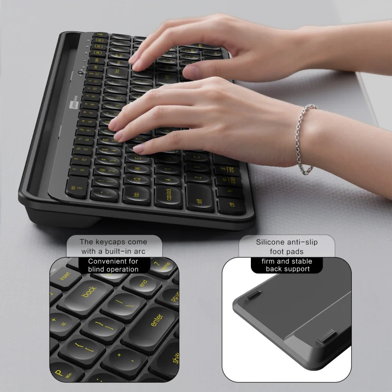 لينوفو K550 Keyboard-105Key، 2.4G وبلوتوث ثنائي القناة، وزر كتم الصوت، ومفاتيح وظائف الوسائط المتعددة، للاستخدام المكتبي للألعاب