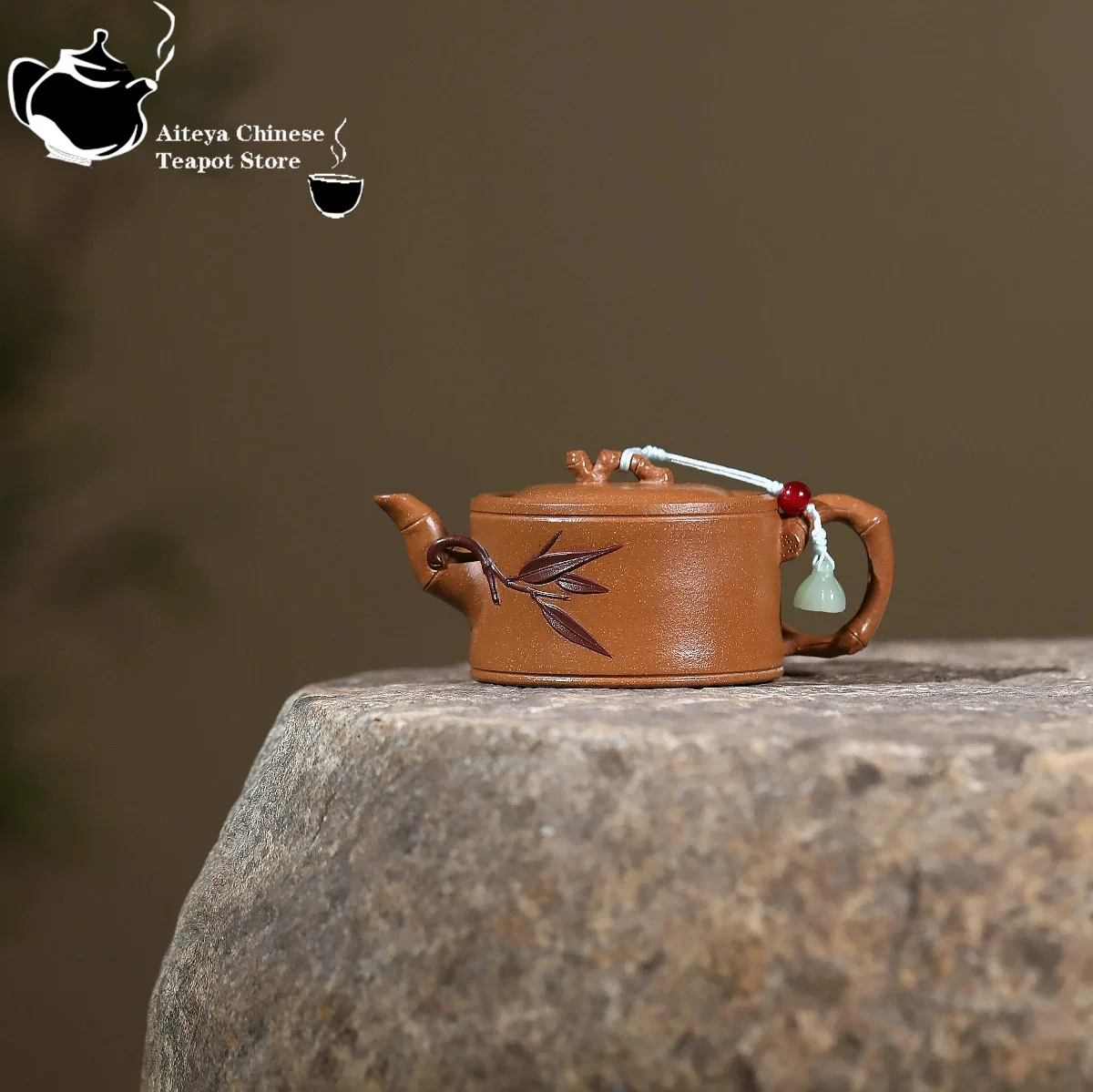Tetera de arcilla púrpura Yixing, mineral original, barro inclinado, sección de bambú de dos colores, tetera china, juego de té de Kung Fu