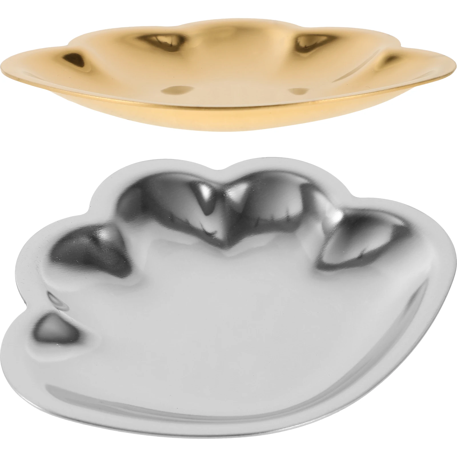 

2pcs Dish Stainless Steel Seashell Shaped Rings Holder Earrings Storage Plate Home Earrings Holder Decoration