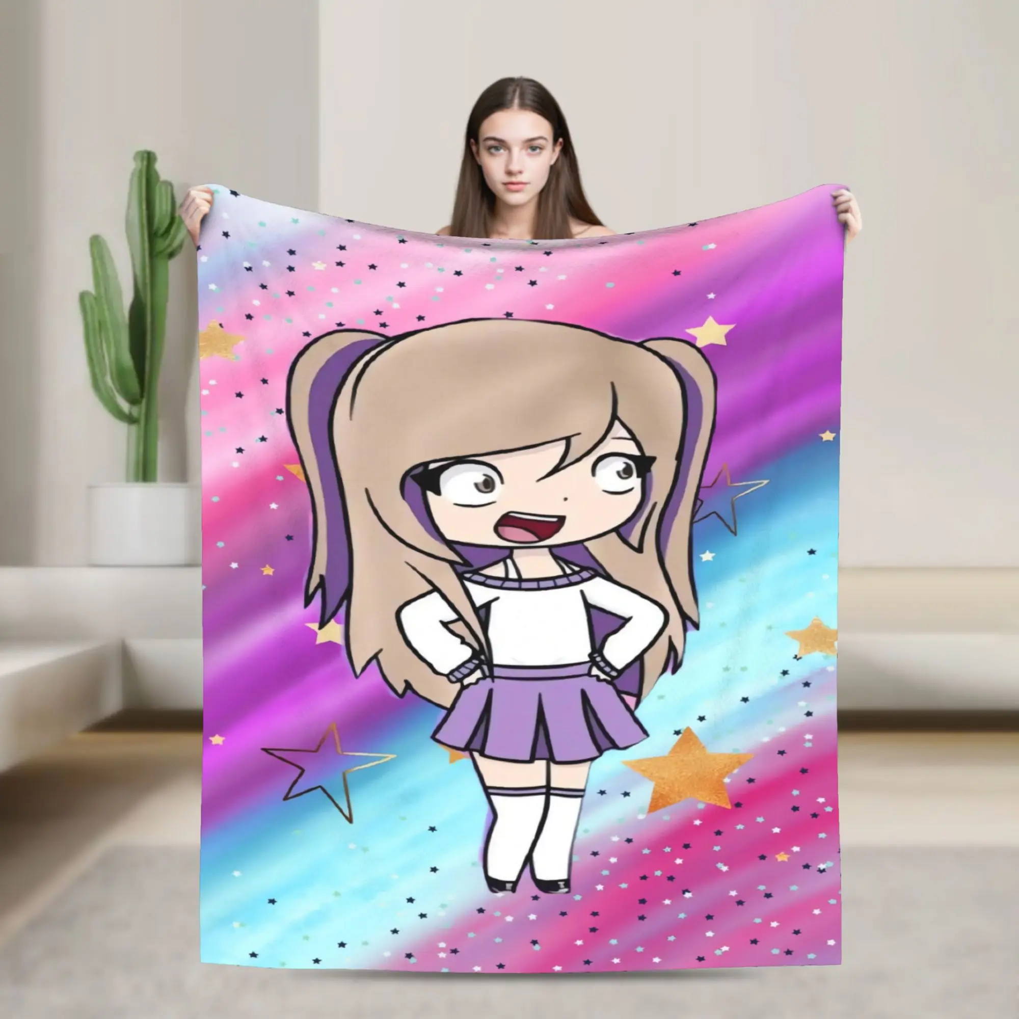 Rainbow Streak Cute Lyna Vallejos Soft Warm Blankets  Boy Girl Plush Bedding Throws Street Trend Couch Chair  Sofa Bed Cover
