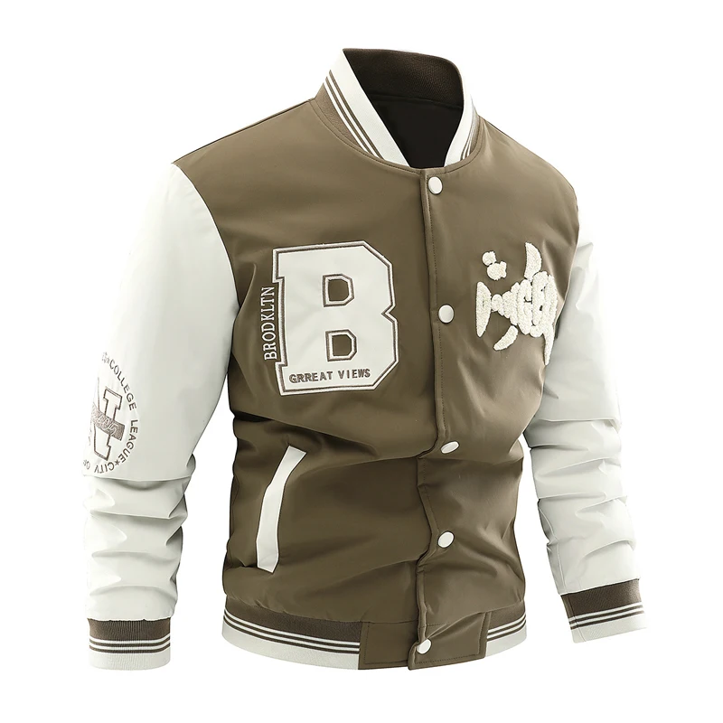 

Spring Autumn Men's Baseball Uniform Coats Fashion Men Streetwear Embroidery Desigin Coats Men Button Windbreaker Bomber Jackets