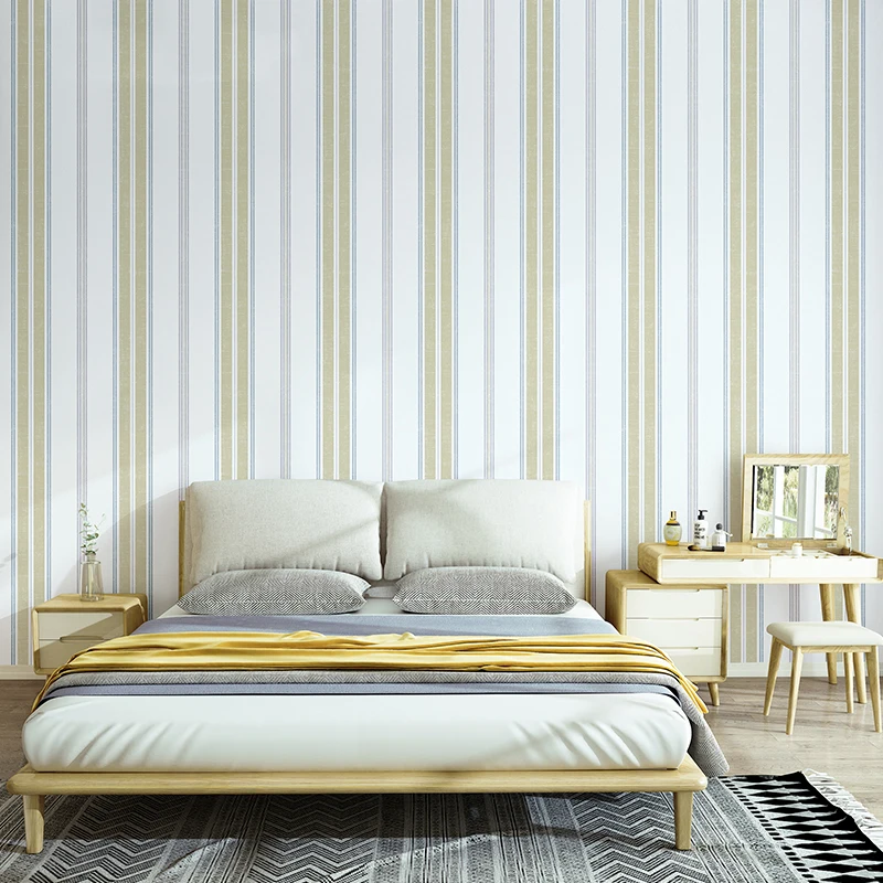 Imagem -03 - Moderno Simples Listras Mediterrâneo Papel de Parede Crianças Menino Quarto Pano de Fundo Eco-friendly Não-tecido 3d Azul