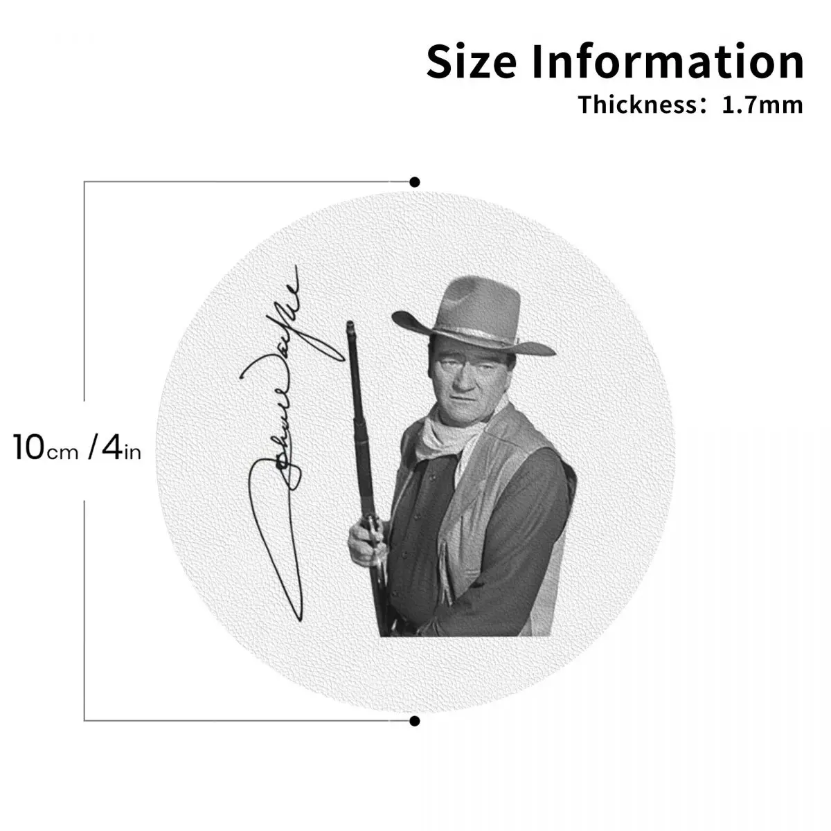 John Wayne Signature The Duke Coasters PVC Leather Placemats Non-slip Coffee Mats for Decor Kitchen Dining Pads Set of 6