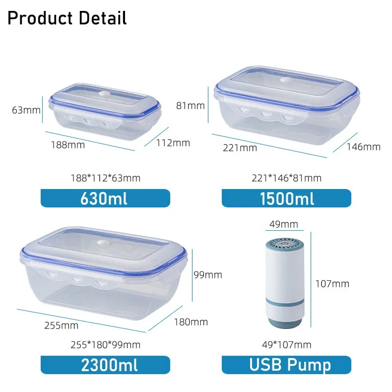 Microwaveable Vacuum Food Storage Box, Bento Box, Transparent Storage Container, Fridge Organizer, Food Sealing Organizer