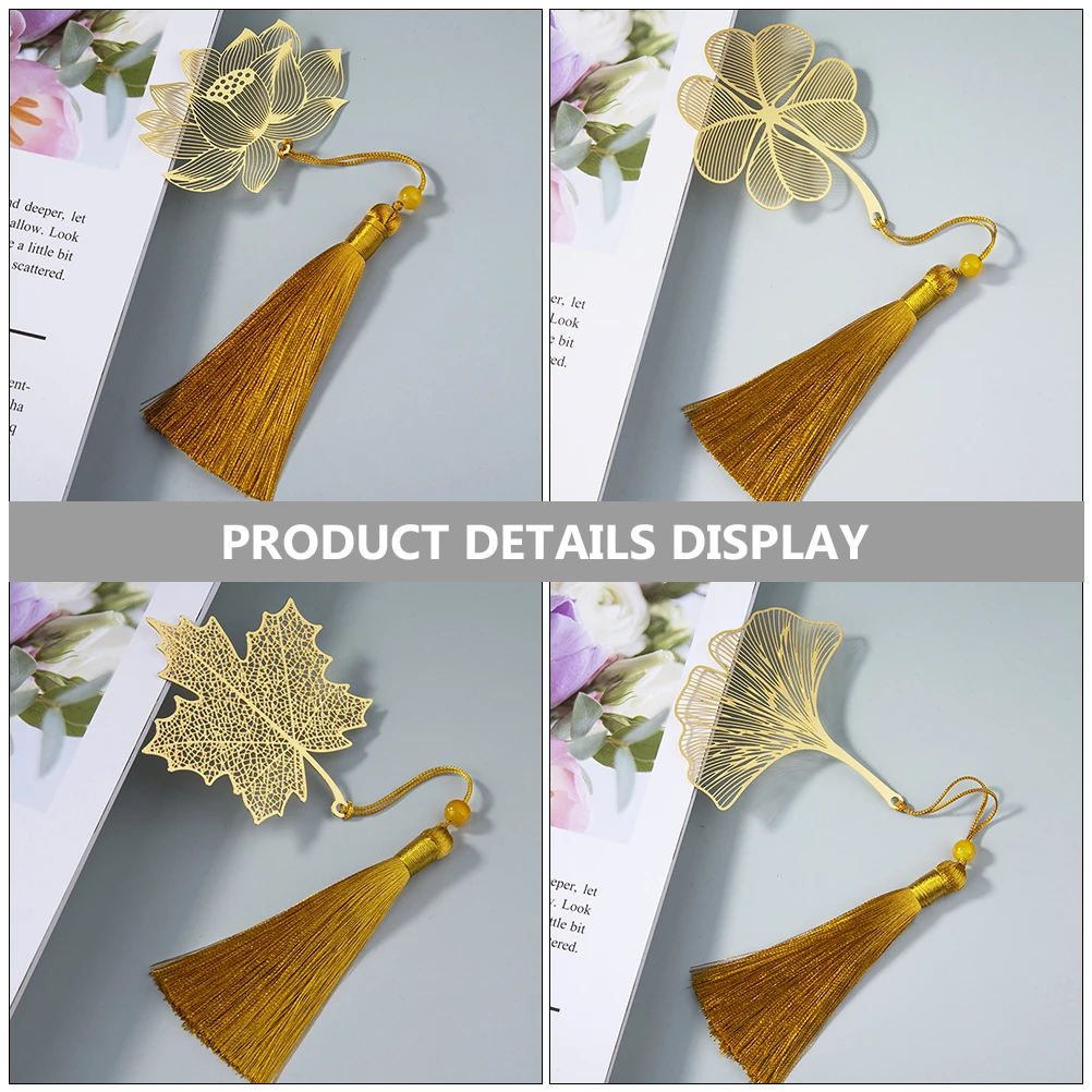 

4 Pcs Plant Bookmarks Creative Metal Markers for Readers Students Gifts Decorative Leaf Design Thin Lightweight Reading