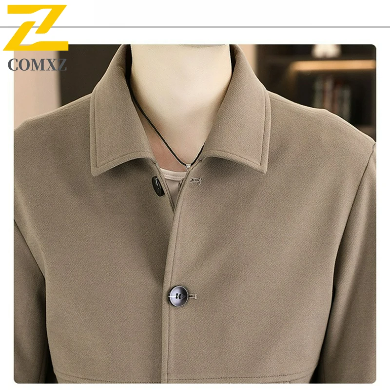 COMXZ Mens Jackets 2025 New Fashion Classic Notch Lapel Outdoor Office Comfort Jacket Adventure Durable Spring Autumn New Coat