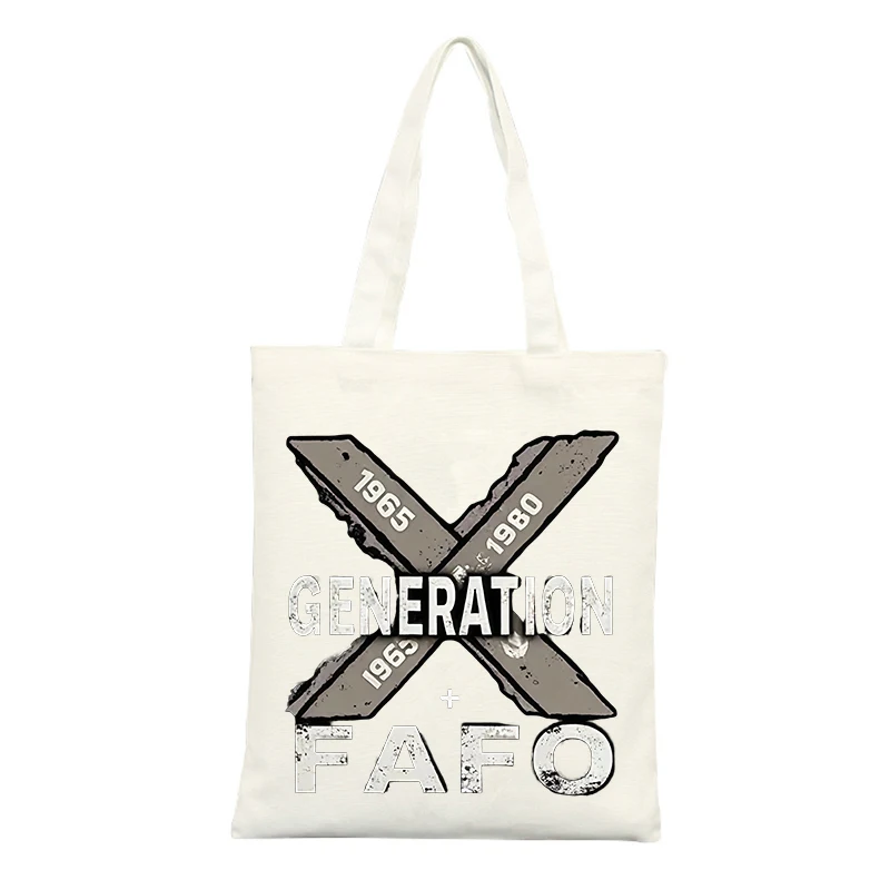 Canvas Tote Bag with Vintage X Graphic and Typography Print, Ideal for Casual Daily Use and Shopping