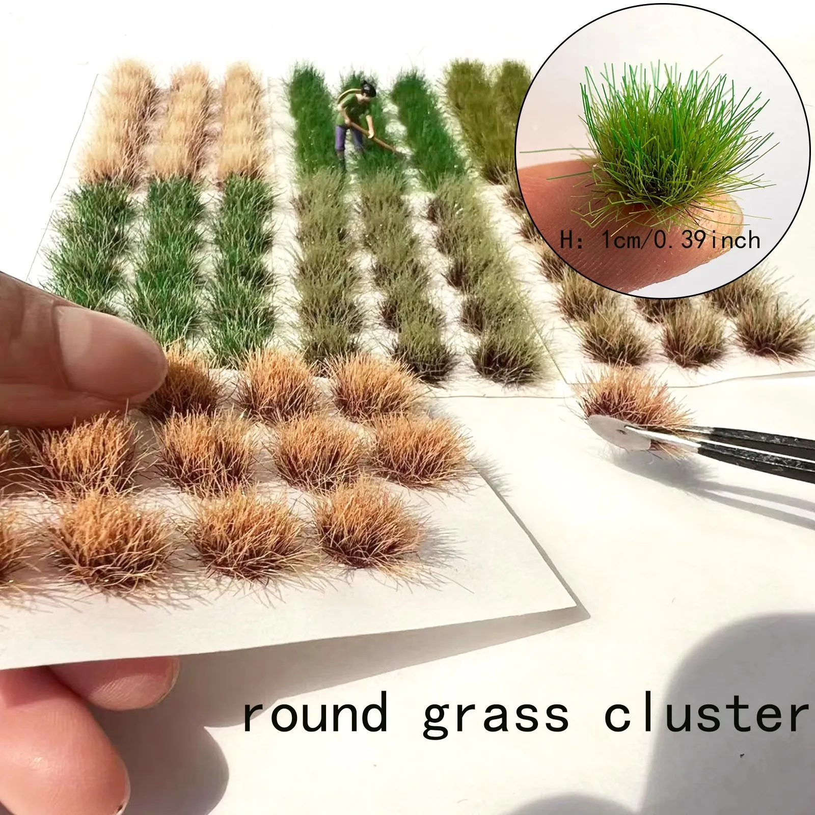 0.39inch Miniature Static Grass Cluster Model Military Wargaming Scene Railway Train Layout Architecture Building for Diorama