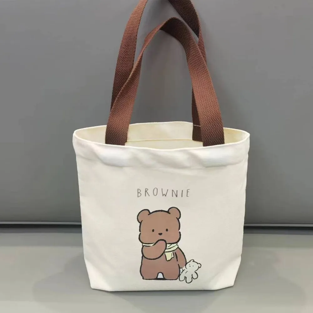 

Cute Peach Canvas Tote Bag Canvas Big Capacity Storage Bags Cartoon Mini Handbags Women