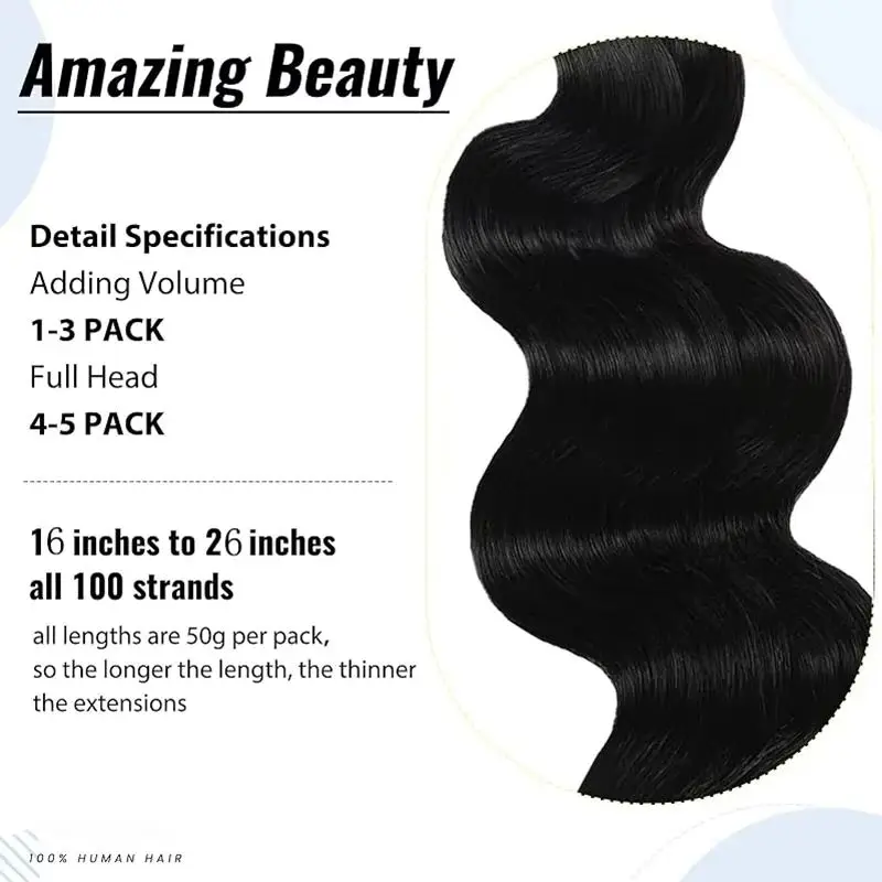 Body Wave Tip Human Hair Extensions Natural Black Hair Extensions Fusion 100% Remy Hair Stick Tip Real Human Hair Extensions #1B