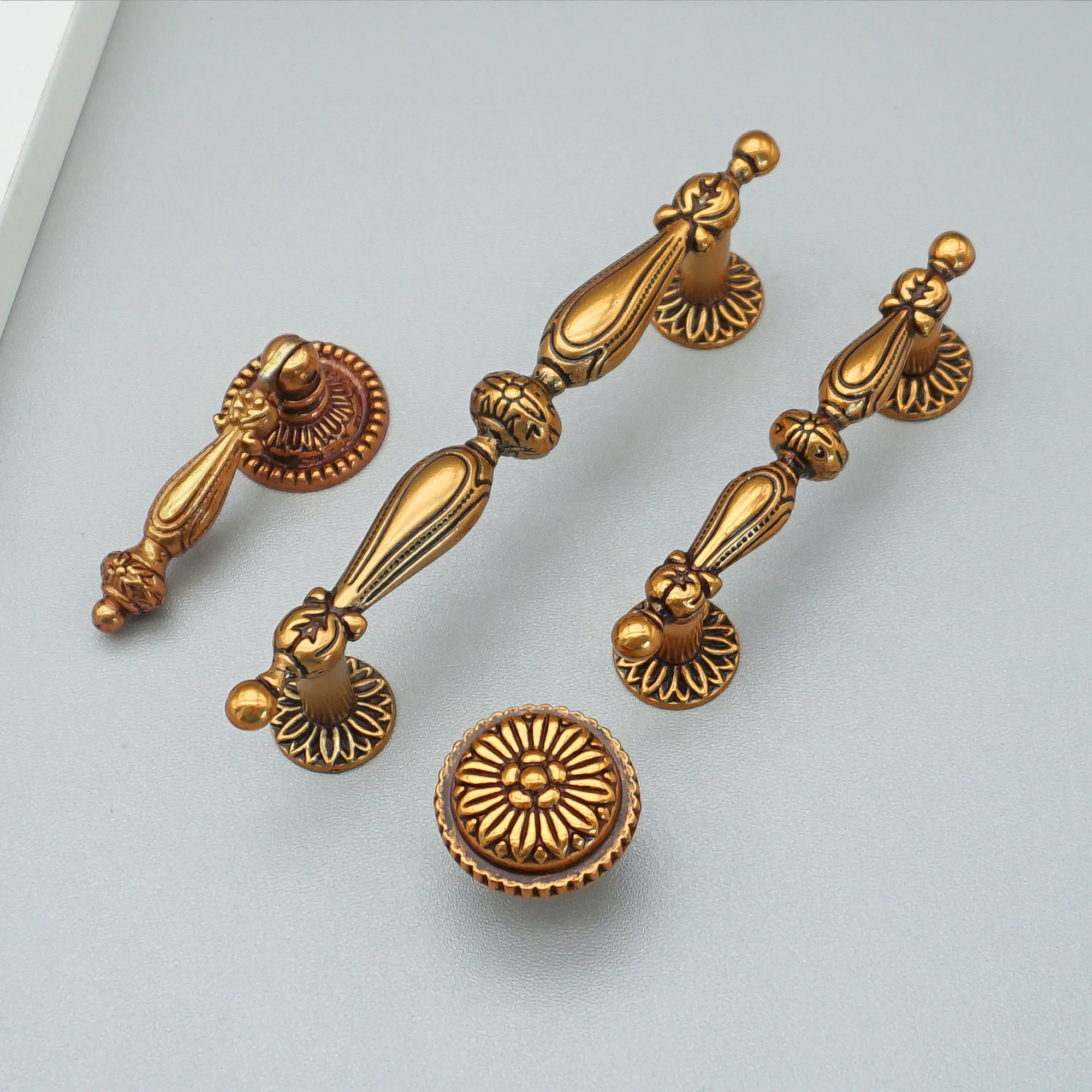 

2.5" 3.75" Dresser Pulls Knob Drawer Pull Handles Drop Ring Gold Brass Kitchen Cabinet Handles Knob Vintage Furniture Hardware