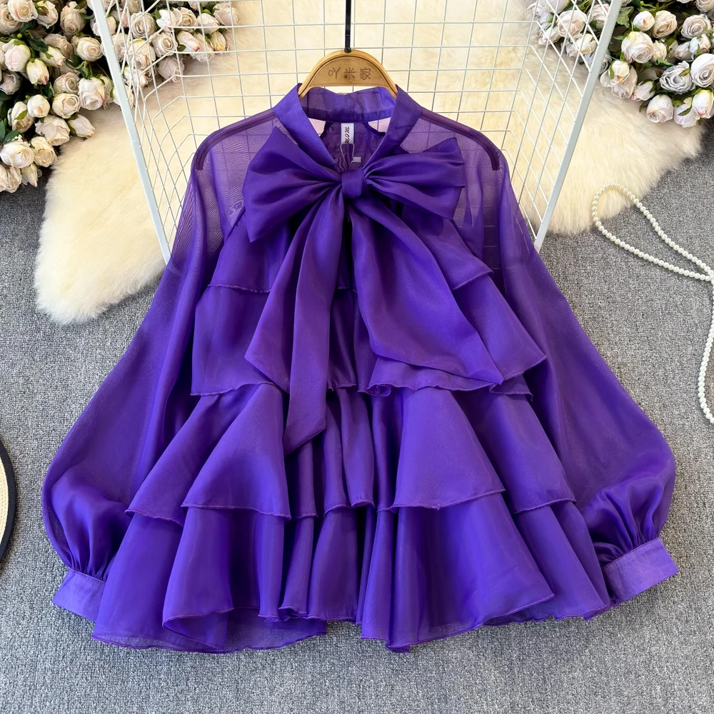 

Women's French-style small-batch elegant and sweet long-sleeved chiffon shirt with a touch of luxury and a sense of sophistica