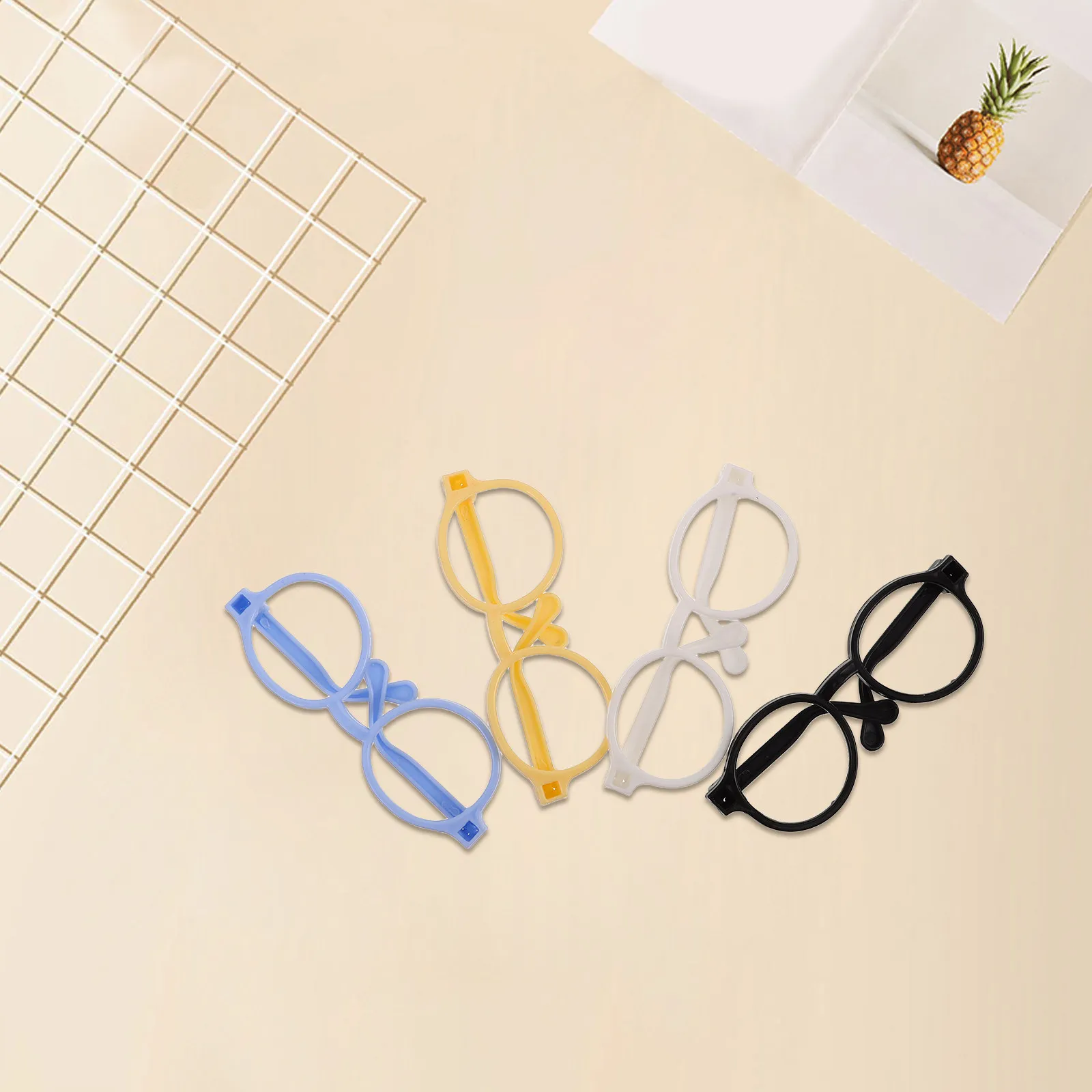 4Pcs Cotton Accessories Mini Glasses Frames Stylish Eyewear for Dress Up Baby DIY Reborn Eyeglasses Frames Accessories